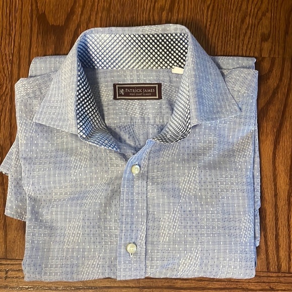 PATRICK JAMES WEST COAST CLASSIC MENS BUTTON DOWN SHIRT. Size Large light blue - Picture 1 of 13